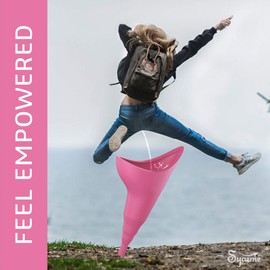 Syarme Female Urination Device,Portable Reusable Urinal Funnel with Extension Tube,Small Folding Storage,Suitable for Travel,Festivals,Camping,Traffic Jams,Etc,Includes Waterproof Bag,Waterproof Cup