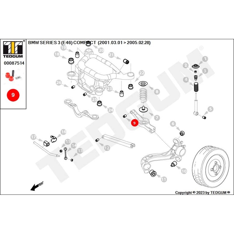 TEDGUM 00087514 POLYURETHANE BUSHING OF THE UPPER CONTROL ARM REAR