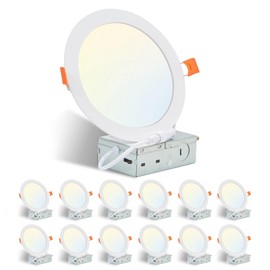Cmswiftify 12 Pack 6 Inch Recessed Lights, 5CCT Adjustable LED Ceiling Light, IC Rated Slim Flush Mount Light Fixture for Bedroom Kitchen Bathroom, 12W 1050LM, ETL Certified (4 Inches)