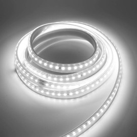 KISUFU LED Strip and Remote Control, 220 V SMD 2835 120LEDs/m Super Bright Flexible Strip, Bendable Cut Indoor LED Light Strip, LED Strip with Switch Plug for Living Room, Bedroom, Cupboard