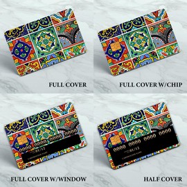 APVDSH Credit Card Skin, Cute Debit Card Skin Sticker, 4Pcs Stylish Slim Anti-Wrinkling Removable Credit Card Sticker for Transportation, Key Colorful Tiles