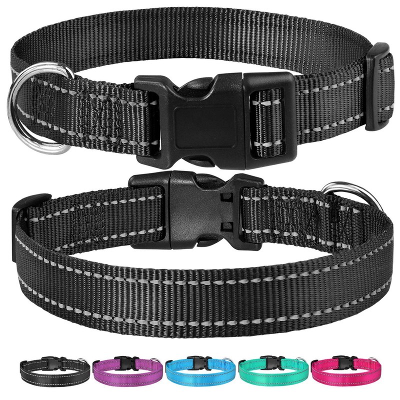 Reflective Dog Collar with Buckle Adjustable Safety Nylon Collars for