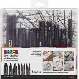 Faber-Castell 186804 Uni-Ball Posca Marker Tip Set, Black, Set of 8 with All Tip Variations