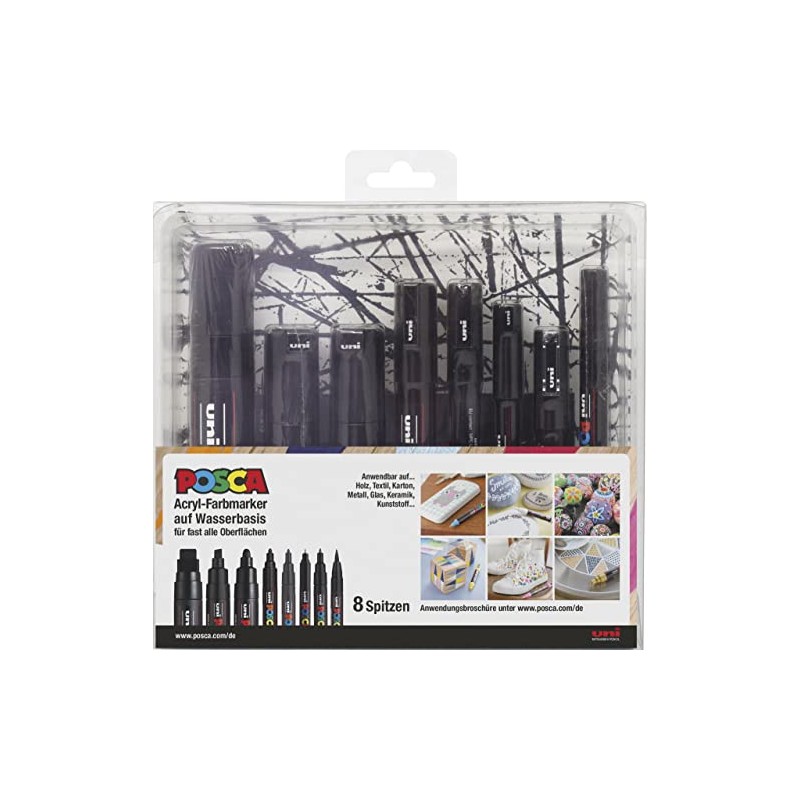 Faber-Castell 186804 Uni-Ball Posca Marker Tip Set, Black, Set of