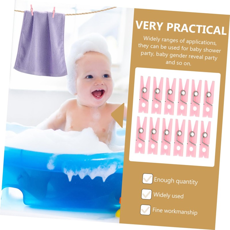 VILLFUL 5 Packs Shower Photo Clips Clothespins for Gender Reveal