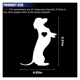 5.5" Dachshund Heart Dog Vinyl Decal, Waterproof Car Bumper Sticker for Car, Truck, Wall, Laptop (White)