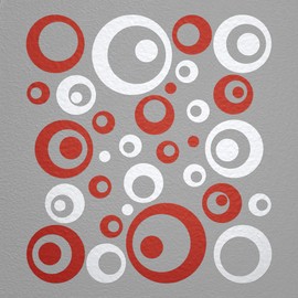 WANDfee® Wall Tattoo, Circles, Dots, 50 Stickers, Colour Choice For Children's Bedroom, Living Room, Hallway, Bathroom, Kitchen, Tile Stickers, white