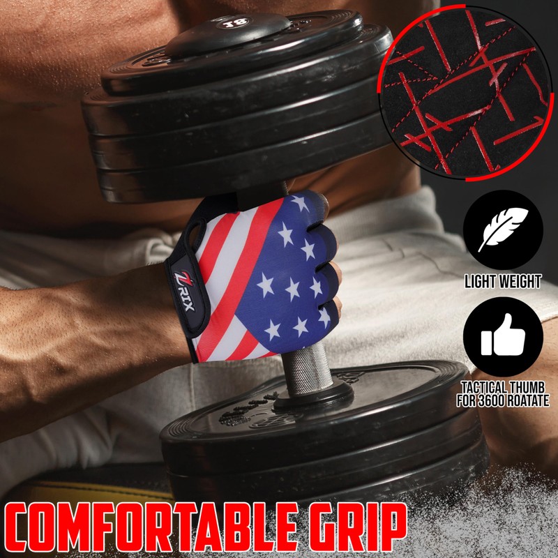 ZRIX Gym Gloves (USA-Flag, Medium)