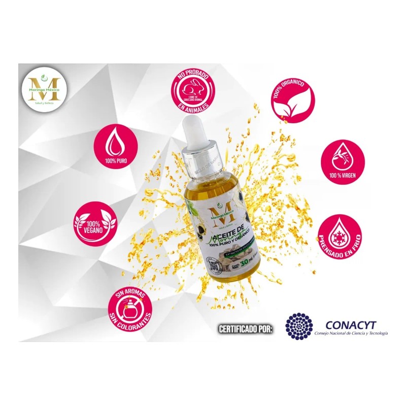 Aceite De Moringa 100% Puro, Orgánico Y Certificado.