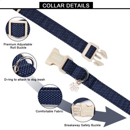 Lionet Paws Boy Dog Collar- Cute Navy Blue Dog Collars with Plastic Buckle, Light Adjustable Dog Collars for Small Medium Dogs