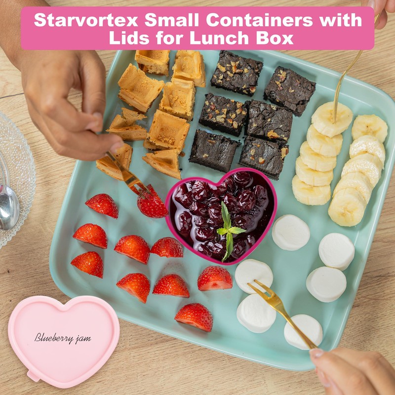 9Pc Small Food Containers with Lids, 90ML Plastic Snack Pots,