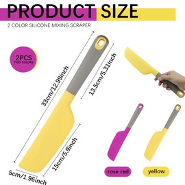 DOERDO 2Pcs Silicone Omelette Spatula Kitchen Omelet Turner Nonstick Cookware for Kitchen Omelet Pancake, 2x13Inch