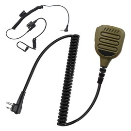 JUYODE Waterproof Radio Speaker Mic Walkie Talkie Shoulder Handheld Microphone with PTT for CP100 CP185 CP200 CP200D RDM2070D Tan Color (M Plug-01)