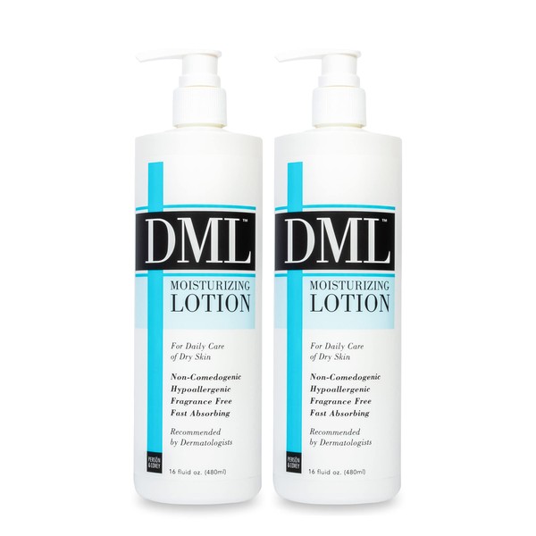 DML Moisturizing Lotion- Hydrating Hand and Body Moisturizer / Hypoallergenic Body Lotion for Dry and Cracked Skin / Gentle, Unscented Moisturizing Lotion Great for Men and Women / 16 oz (Pack of 2)