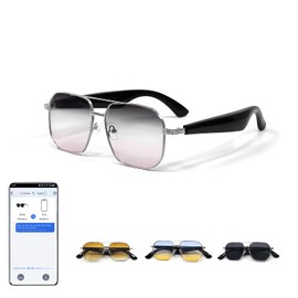 AI Translation Bluetooth Sunglasses Real-Time Language Translator Smart Sun Glasses for Men Women Wireless Bluetooth 5.4 Open Ear Hands-Free UV400 Sunglasses for Travel Cycling Fishing Driving Hiking