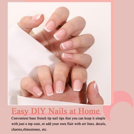 Press on Nails - 240 Pcs French False Nails Short - False Nails Kit with Glue - Fake Nails Nude Color French False Nail Kit - Full Cover Stick on Nails French Nail Art Manicure Decorations