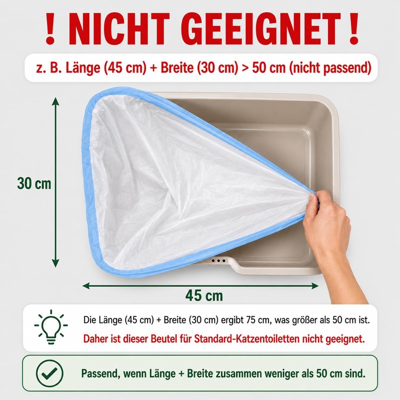 RMAN 45 Pcs Cat Litter Tray Liners with Drawstring 50
