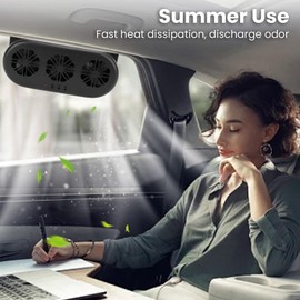 Car Solar Exhaust Fan, 5000RPM USB Solar Power Auto Ventilation Air Circulator,Energy Efficient Car Radiator Fan for Cars, Offices, Home Rooms (Black)