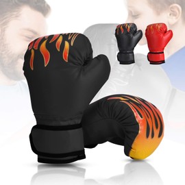 Wuudi Children's Boxing Gloves, 6 oz Boxing Gloves, Training Gloves for Children from 3-10 Years, Training Gloves for Muay Thai, Kickboxing, Black