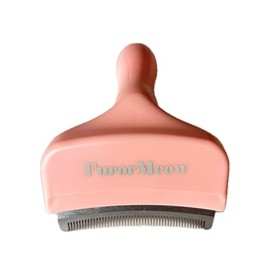 FurorMeow Pet Deshedding Tool with Curve Blade, Cat Grooming Brush, Tight V-shaped Teeth Shedding Comb for Cat and Small Dog (Pink, Small)