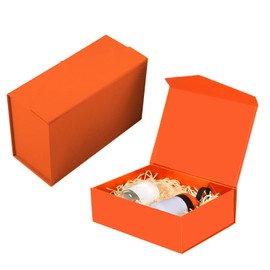 2Pcs Bright Orange Box for Premium Gifts, Perfect for Jewelry, Keepsakes. Bridesmaid Boxes, Magnetic Gift Box, Cute Box for Special Tokens - (Orange, 23x15x10cm)