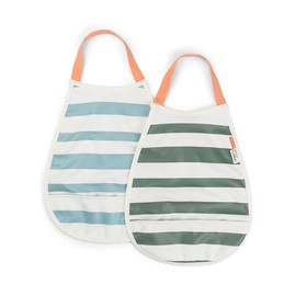 Done by Deer Pull-over bib, Stripes Blue/Green