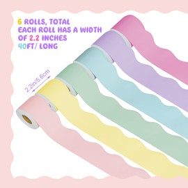 240 Ft Pastel Bulletin Board Borders Colorful Classroom Borders Scalloped Bulletin Border Trim Pastel Bulletin Board Decorations for Classroom Chalkboard Home Wall Office Decoration, 6 Rolls