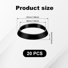 20pcs Cone Seal Rings, Rubber Slip Joint Washers Plumbing Waste Pipe Seal Ring Kitchen Sink Drain Cone Gasket for 1 1/2 Inch Drain Pipe (Black)