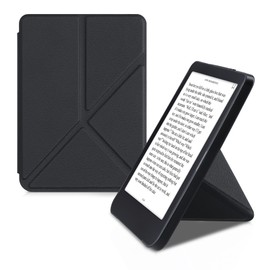 kwmobile Case Compatible with Tolino Shine 3 Case - Faux Leather Case - eReader Protective Case - Cover Black
