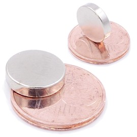 Brudazon 10 Mini Disc Magnets 12 x 3 mm N52 Strongest Level Neodymium Magnets Ultra Strong Power Magnet for Model Making, Photo, Whiteboard, Notice Board, Fridge, Crafts, Magnetic Disc Extra Strong