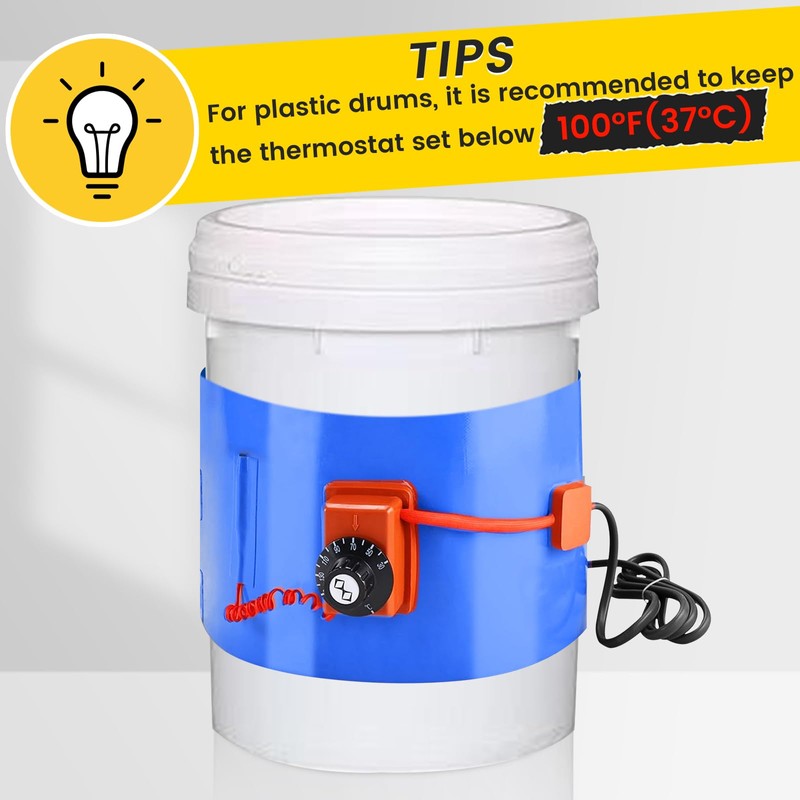 UPGRADED Blue 55 Gallon Drum Heater with Twist Temperature Control,