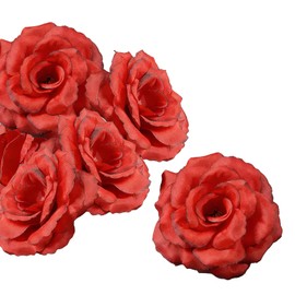 30 Pack Red Roses, Artificial Flowers Fake Silk, Real Looking Flower Head for Wedding Party Home Decor DIY