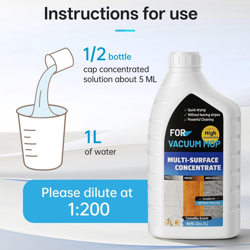 1L Vacmop Cleaner Solution Compatible with Shark Hydrovac Cleaning Solution