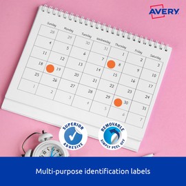 Avery Round Dispenser Labels - Removable Price Stickers - Identification Labels - Office Supplies - Orange, 24mm, 500 Labels / 1 Roll (937248)