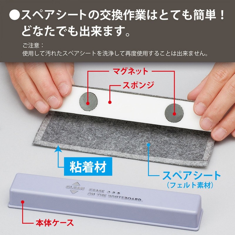 マグエックス マグネット ボードイレーザー ロング用 スペアシート 5枚入 MMRE-L-R5