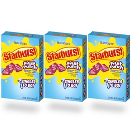Starburst Singles To Go Zero Sugar Drink Mix, Fruit Punch,6 Count (Pack of 3)