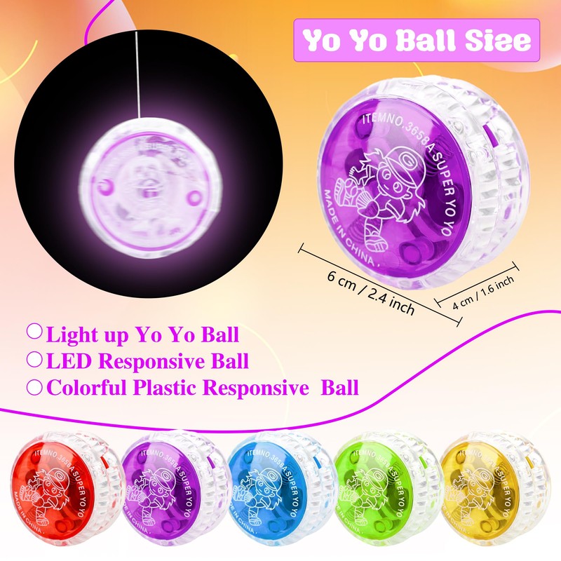 120 Pcs Light up Yo Yo Bulk Plastic LED Responsive