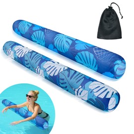 2 Pack Inflatable Swimming Pool Noodles Jumbo, Quick Drying Soft Fabric Covered Pool Noodle Jumbo with Portable Storage Bag, Premium Buoyancy for Summer Swim Pools Party