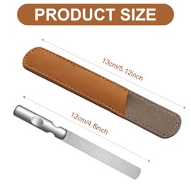 DAJING Professional Stainless Steel Nail Files - Double Sided, Heavy Duty, Non-Slip Handle, Perfect for Natural Nails, Toenails, and Pets, Includes Leather Case