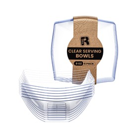 R-kay 6 Pack Square Small Plastic Serving Bowls 8 oz - Small Plastic Bowls for Parties, Premium For Weddings Catering And Birthday parties