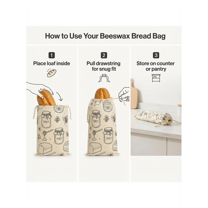 Loaf Locker Reusable Beeswax Bread Bags Set – Small 16x12
