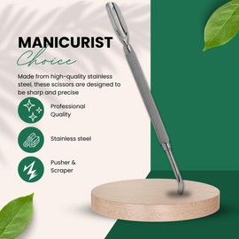 Professional Stainless Steel Cuticle Pusher - Double-Sided Cuticle Tool for Manicure & Pedicure, Rust-Resistant, Durable & Easy to Clean, for Home & Salon Use