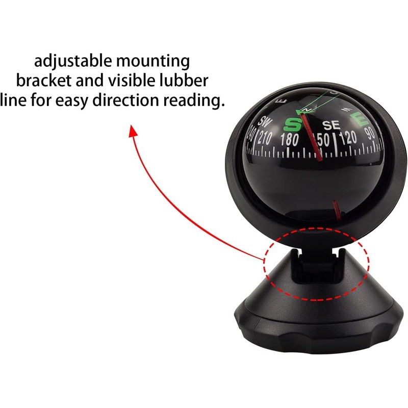 Car Compass, Bullet Compass, Boat Compass, Dashboard, Digital Navigation, Adjustable