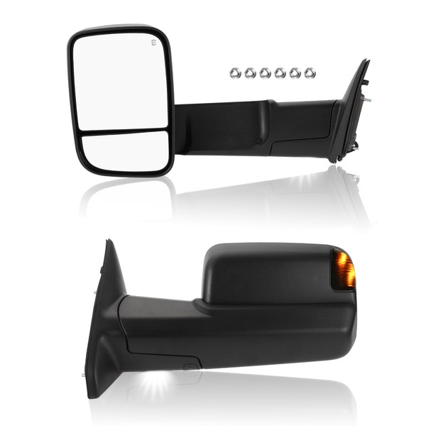 Motoforti Tow Mirrors, Manual Folding Trailer Towing Side Mirrors, for