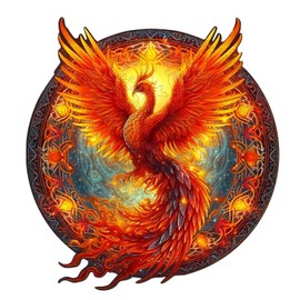 Funnli Wooden Puzzles for Adults and Children, Unique Animal-Shaped Wooden Puzzle (Phoenix-2), Puzzle Made of Animal Parts (S-21.6 x 20 cm, 100 Pieces)