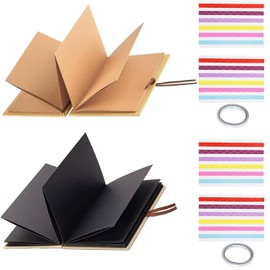 ERBO Pack of 2 DIY Photo Albums (17.5 x 11.5 cm), Small Photo Albums, DIY Scrapbook Photo Book, Can Be Used as a Graduation Gift, Birthday Gift, Wedding Anniversary Gift (Light Brown + Black)