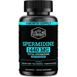 Spermidine Supplement (1440mg of 99% Pure Spermidine Supplements For Women & Men) 4 Months Supply (100X More Potent Than Wheat Germ Extract) 12MGS Per Serving For Cellular Health, Anti-Aging & Energy