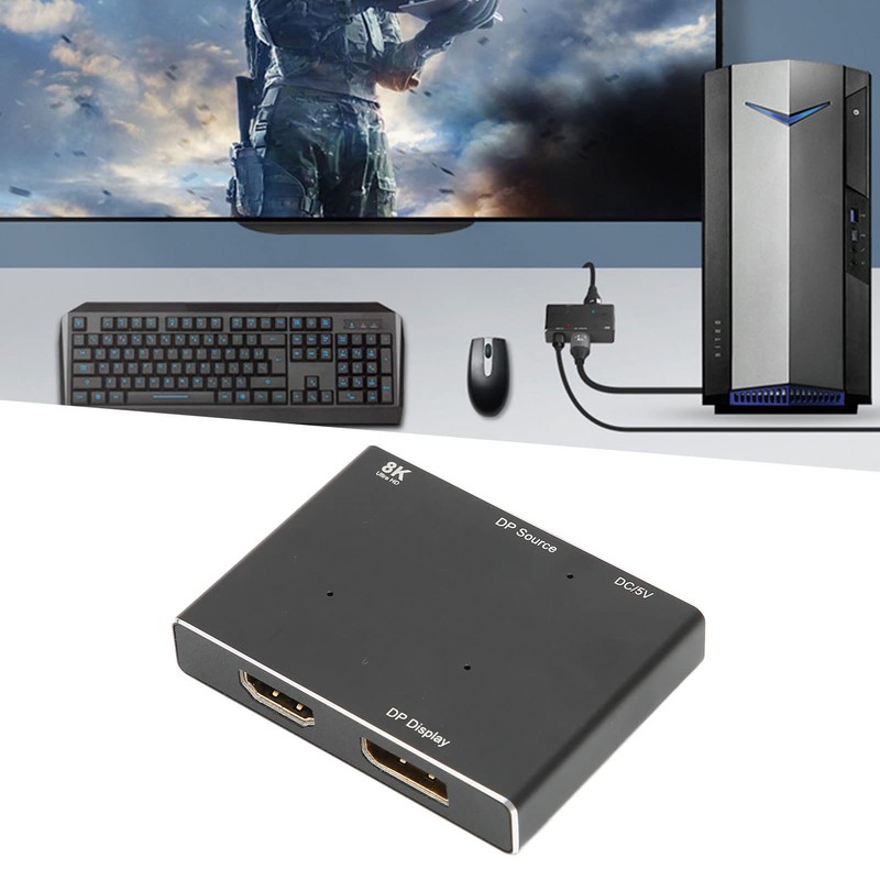 1 in 2 HDMI Splitter 8K Outputs, DisplayPort HD Multimedia