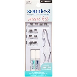 Ardell Seamless Underlash Extensions Fauxmink Mini Kit, 10 Lashes, 1 Day Clear Glue, Seal, Applicator, Perfect for On-The-Go Lash Customization, 1-Pack
