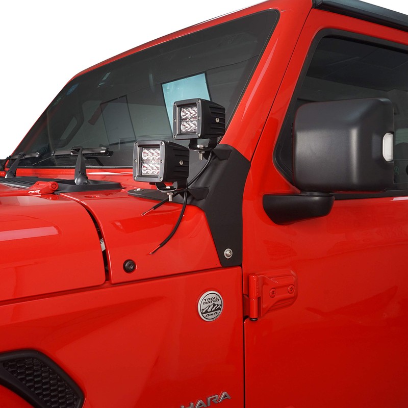 Hooke Road Dual A-Pillar Light Mounting Brackets Compatible with 2018-2023
